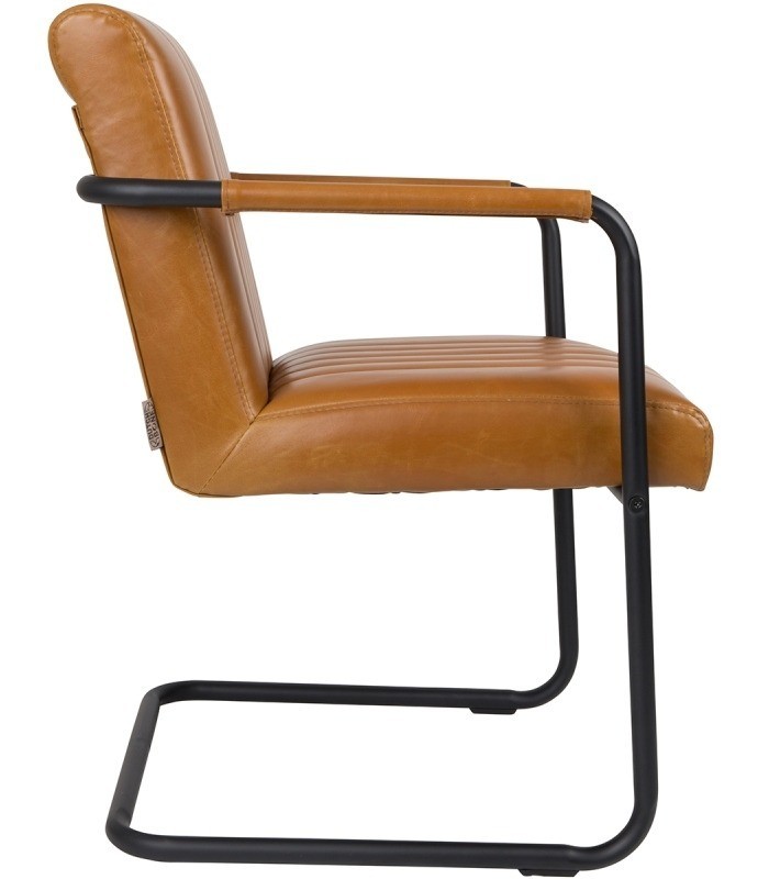 fauteuil lounge stitched - cognac 3 fauteuil lounge stitched