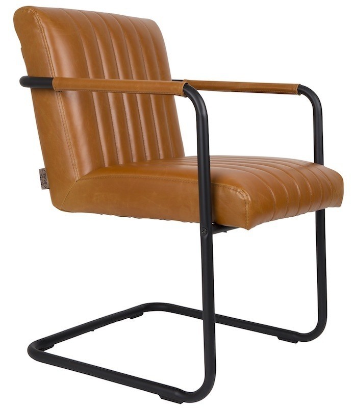 fauteuil lounge stitched - cognac 1 fauteuil lounge stitched