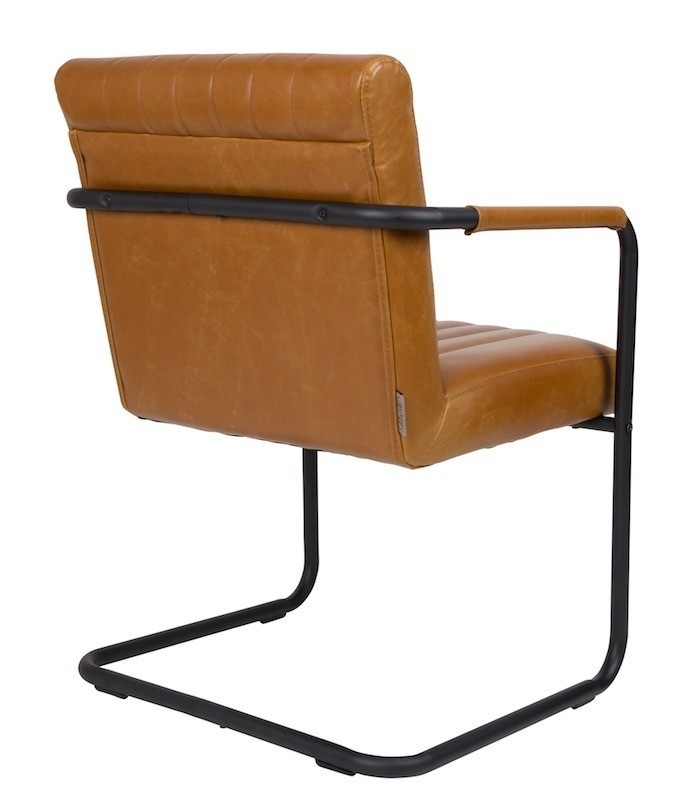 fauteuil lounge stitched - cognac 4 fauteuil lounge stitched derrière