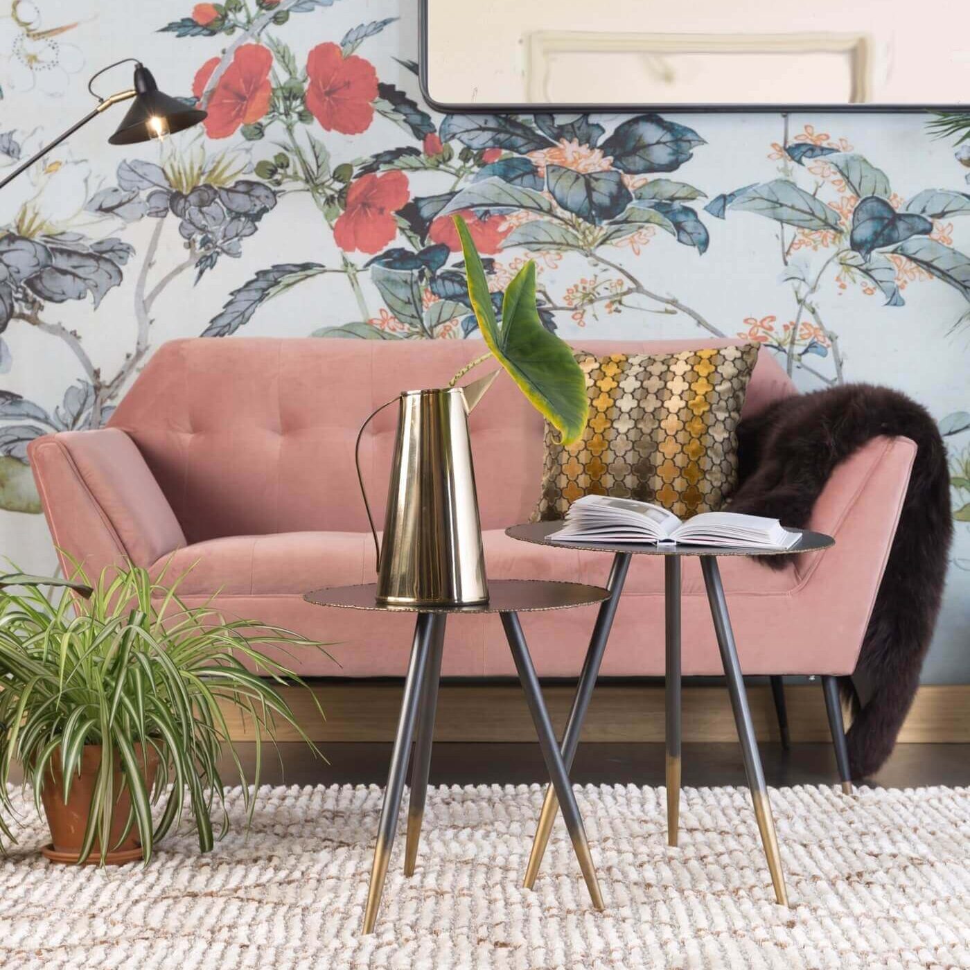 canapé kate - rose poudre- velours/laiton 2 canapé kate - rose poudre- velours/laiton – image 2