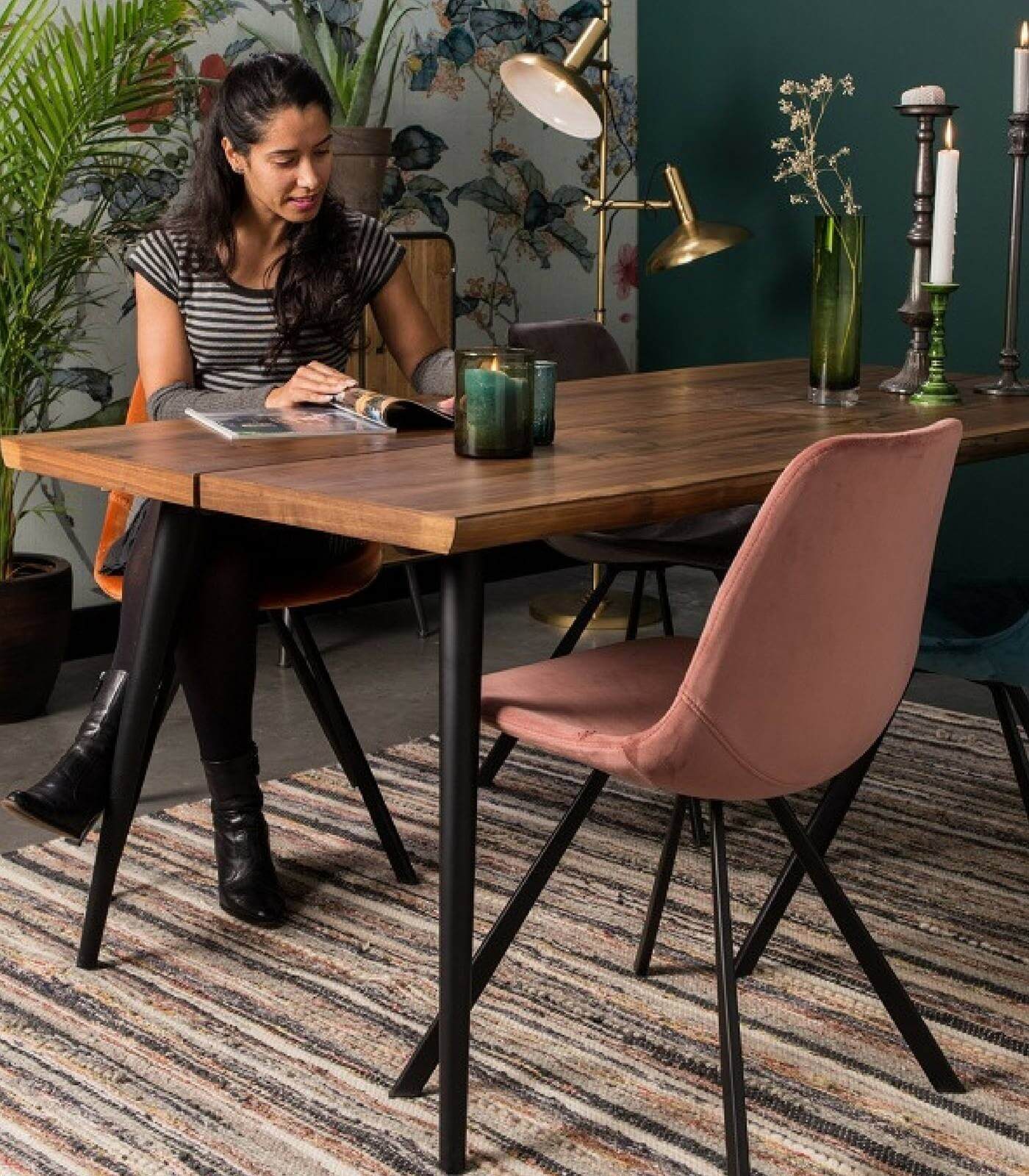 chaise franky velours - rose poudre 11 chaise franky velours - rose poudre – image 11