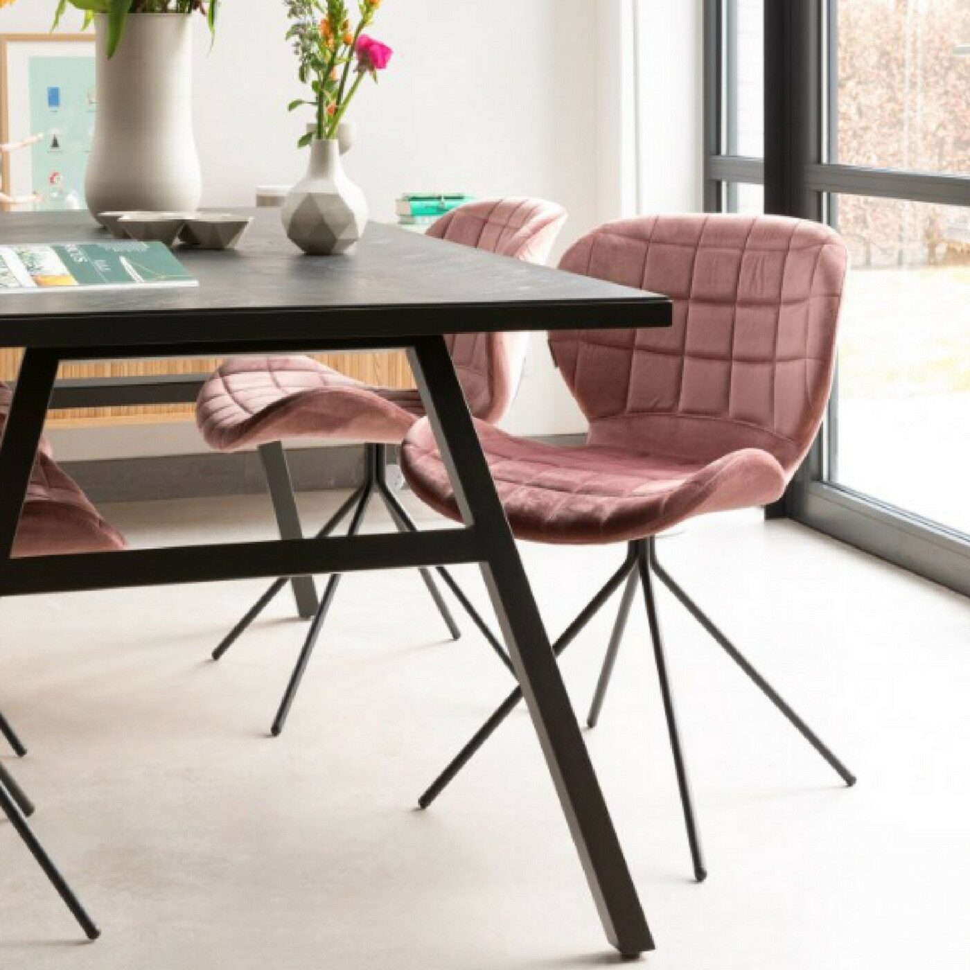 chaise omg - velours - rose poudré 7 chaise omg - velours - rose poudré – image 7