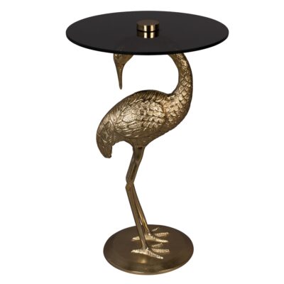 home 80 table d'appoint flamingo - laiton/verre fumé
