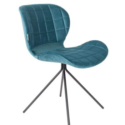 home 65 chaise omg - velours - bleu petrol