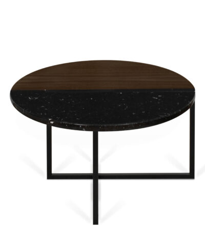 table basse holy ø 80 cm - marbre/noyer
