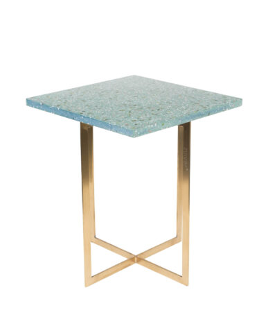 table d'appoint luigi carré - terrazzo vert/laiton