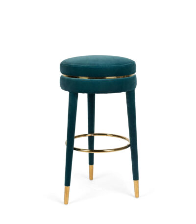 home 66 tabouret de bar macaron - h 74 cm - bleu (ignifugé)