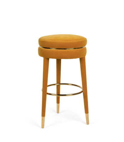 home 90 tabouret de bar macaron - h 74 cm - moutarde (ignifugé)
