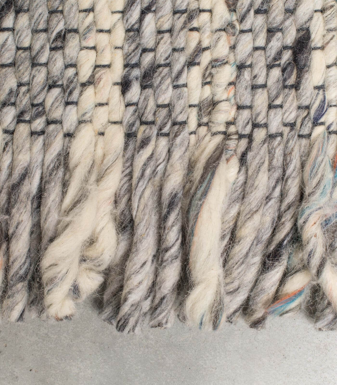 tapis frills gris/bleu 100% laine - 170 x 240 cm 6 tapis frills gris/bleu 100% laine - 170 x 240 cm – image 6