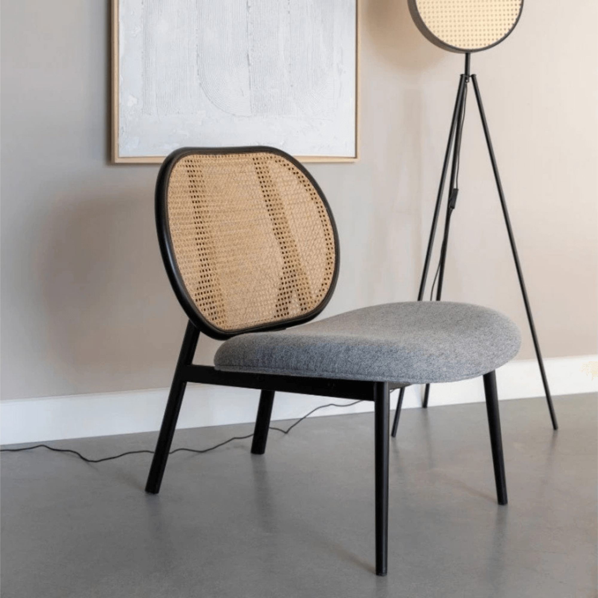 fauteuil lounge spike - cannage/gris 2 fauteuil lounge spike - cannage/gris – image 2