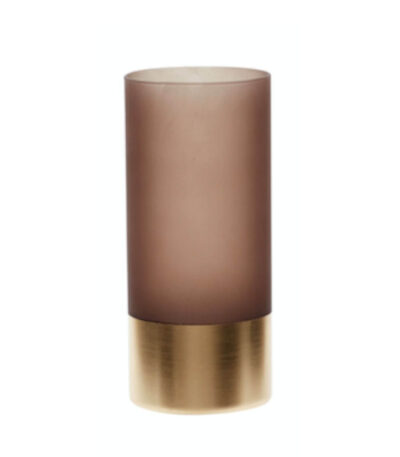 photophore avec base laiton - ø 9 x h 20 cm - marron