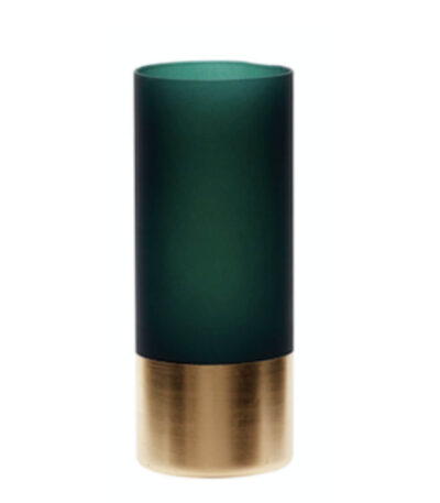 photophore avec base laiton - ø 9 x h 20 cm - vert