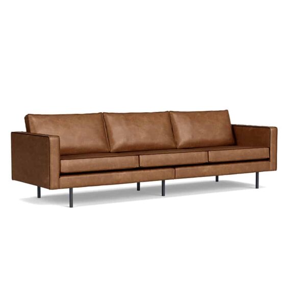 canapé cooper 4 places en cuir cognac