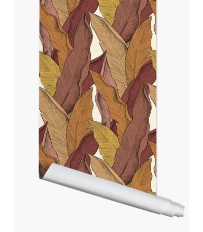 home 87 papier-peint leaf rouge - semi-satiné - 3 m x 52 cm