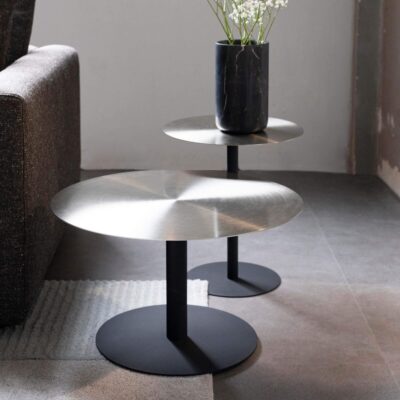 home 81 table basse snow - silver brossé - ø 60 x h 35 cm