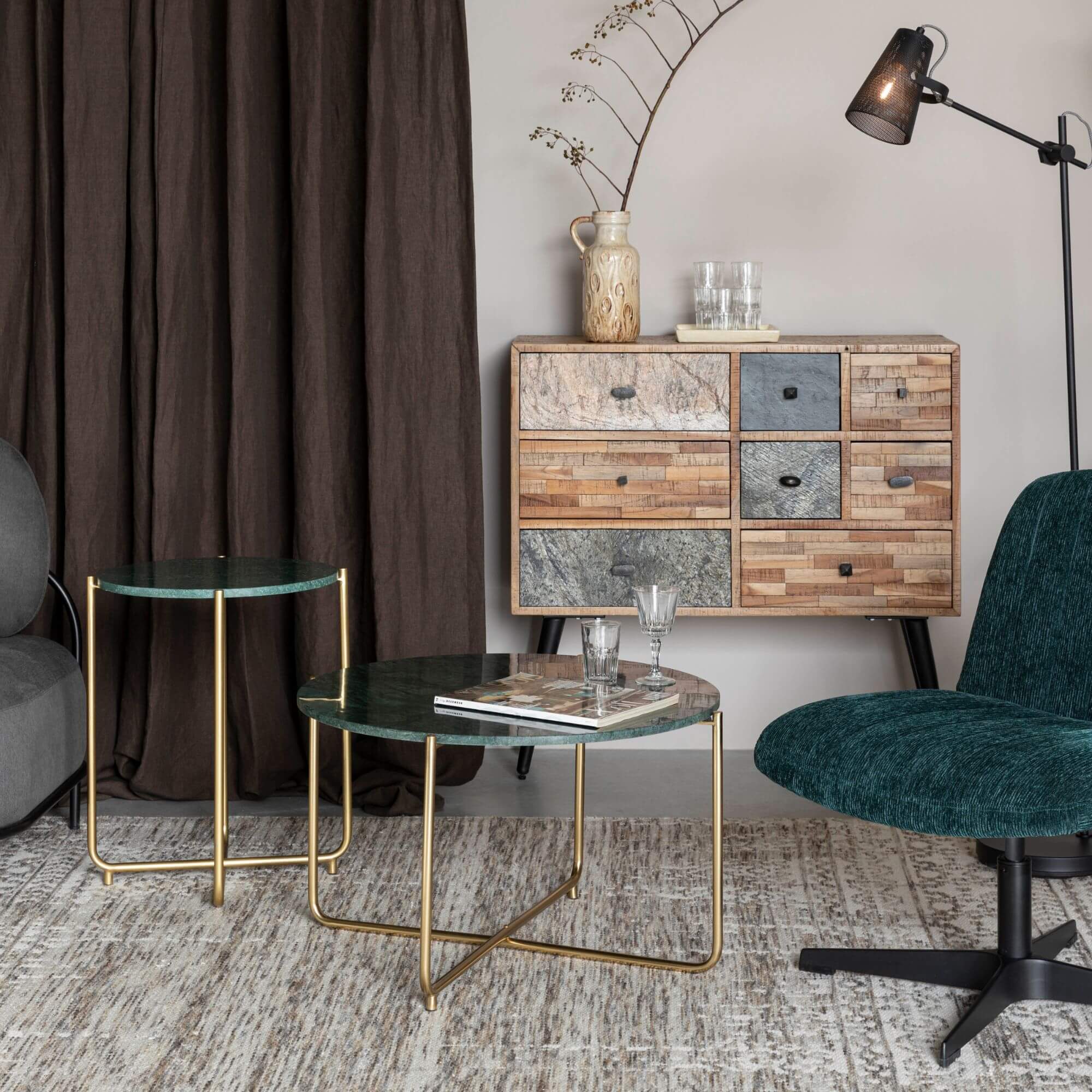 table basse shiny - marbre vert - ø 70 x h 40 cm 8 table basse shiny - marbre vert - ø 70 x h 40 cm – image 8