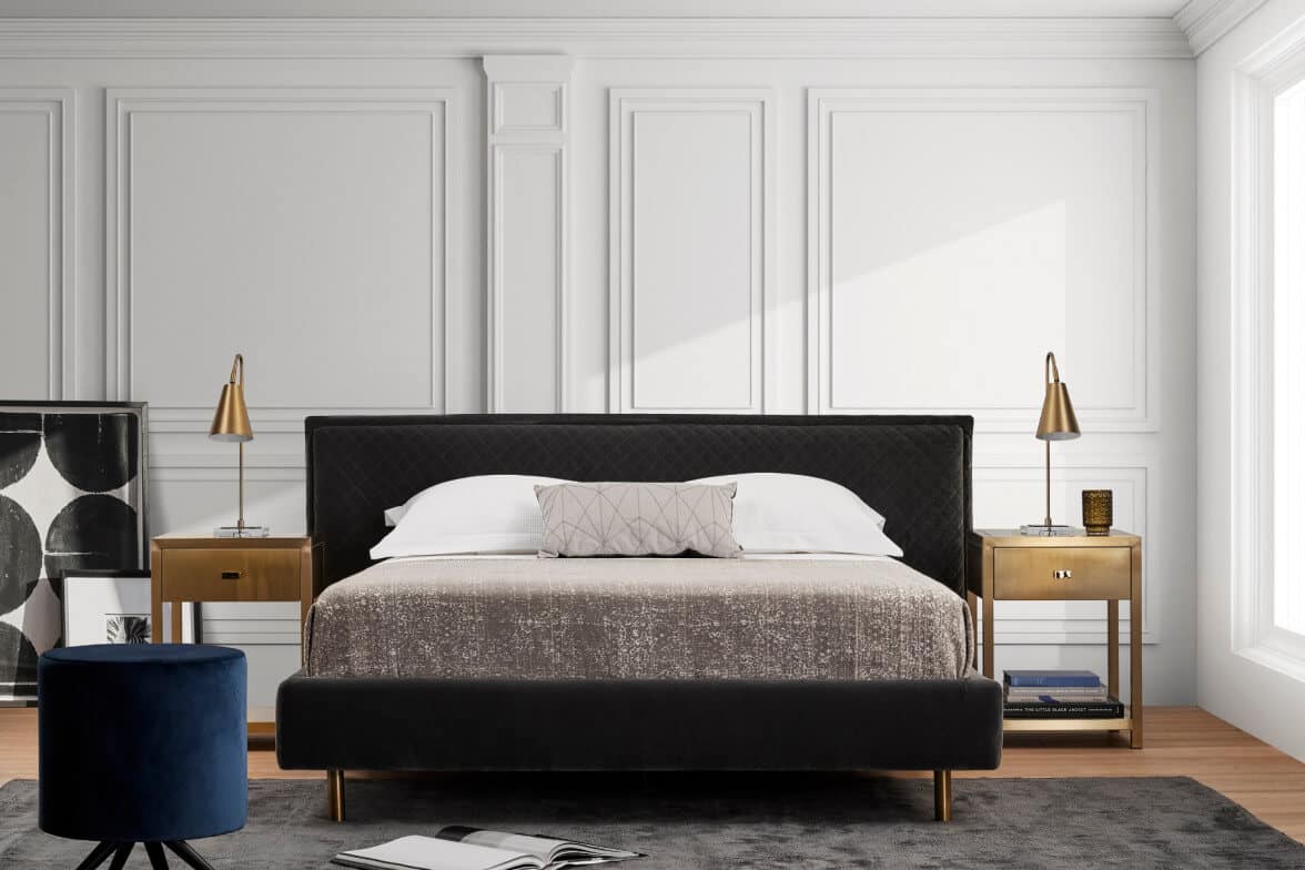 lit double 180 x 200 cm - norfolk matelassé - furninova 14 902736-bed-quilted-upholstery-queen-grey-norfolk-ambiance_1