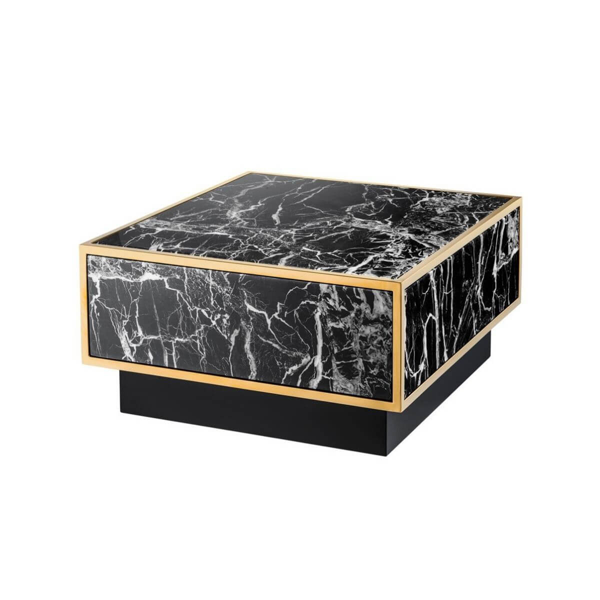 table basse colette - l 60 x p 60 x h 45 cm - effet marbre/laiton 1 table basse colette - l 60 x p 60 x h 45 cm - effet marbre/laiton