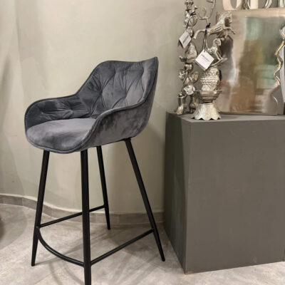 tabouret de comptoir isla - assise h 65 cm - velours gris