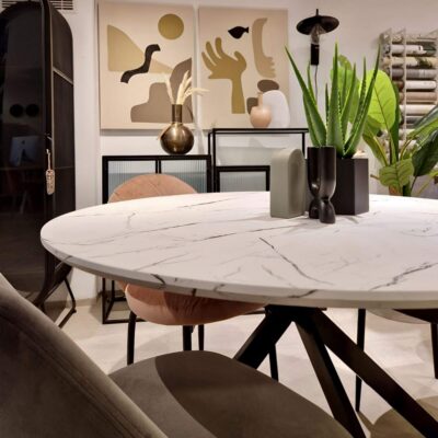 table à manger bruno - effet marbre blanc - 120 cm