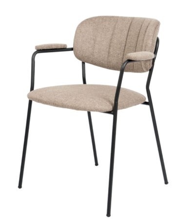 chaise/accoudoirs jolien - taupe | pieds noirs