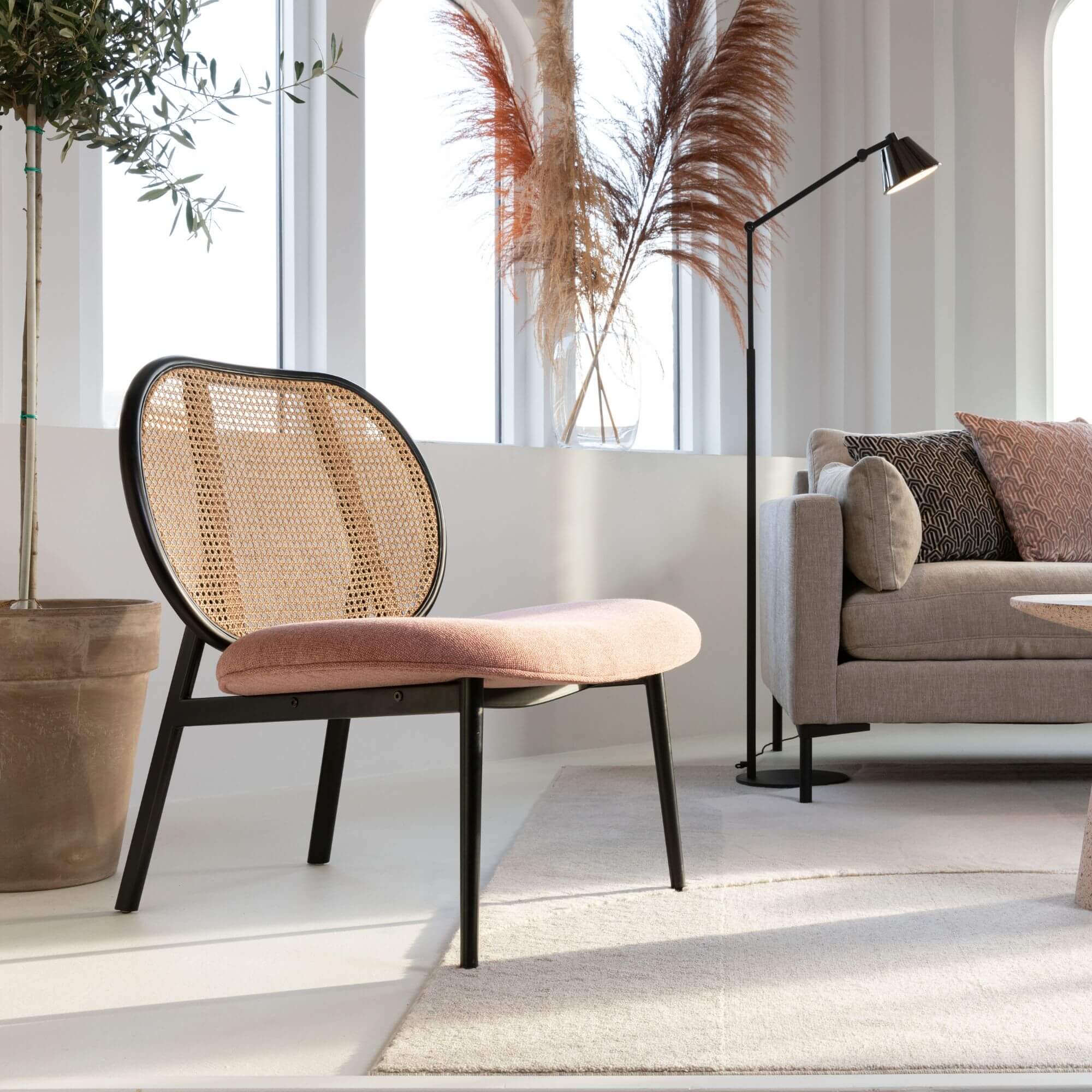 fauteuil lounge spike - cannage/rose 2 fauteuil lounge spike - cannage/rose – image 2