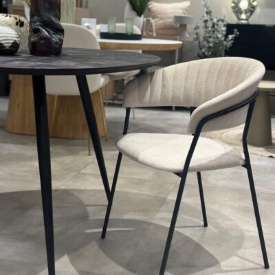 home 83 chaise jojo - toile - ecru/noir