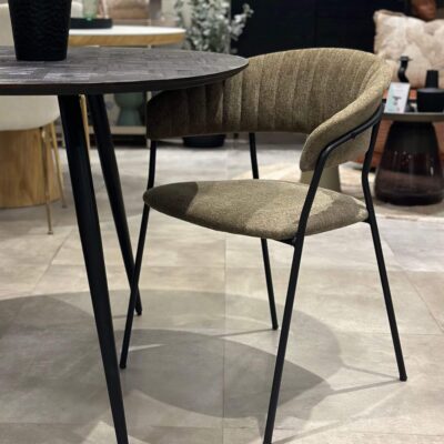 home 87 chaise jojo - toile - kaki/noir