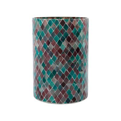 Photophore Teela mosaïque vert et marron