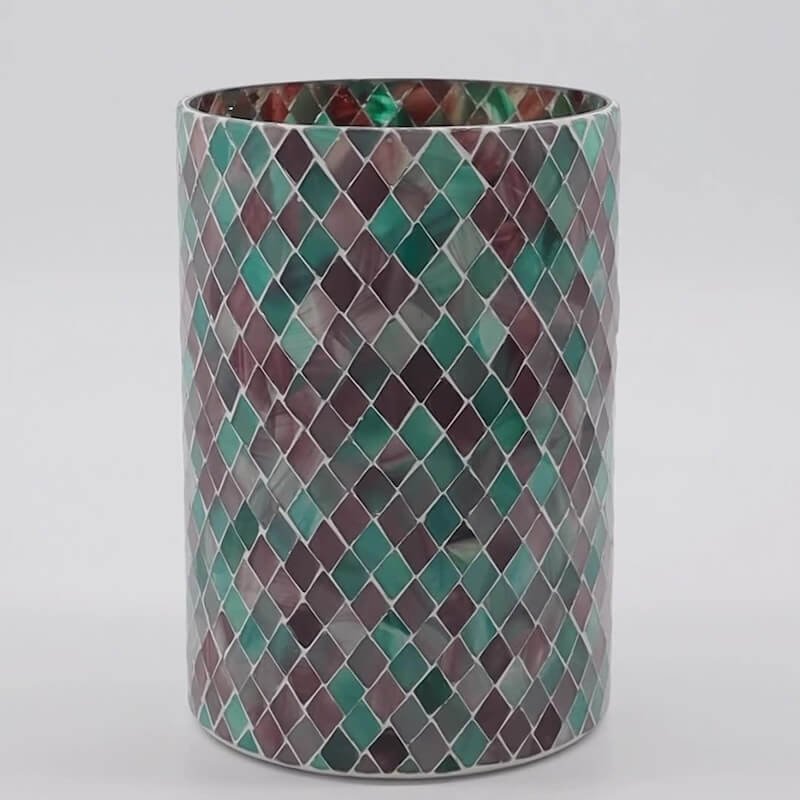 photophore teela mosaïque vert et marron