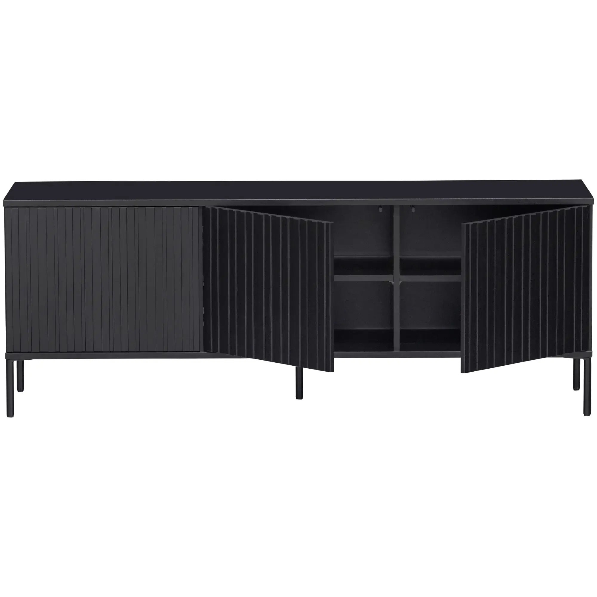 meuble tv gravure - 150 x h 56 cm - bois de pin noir 4 meuble tv gravure - 150 x h 56 cm - bois de pin noir – image 4