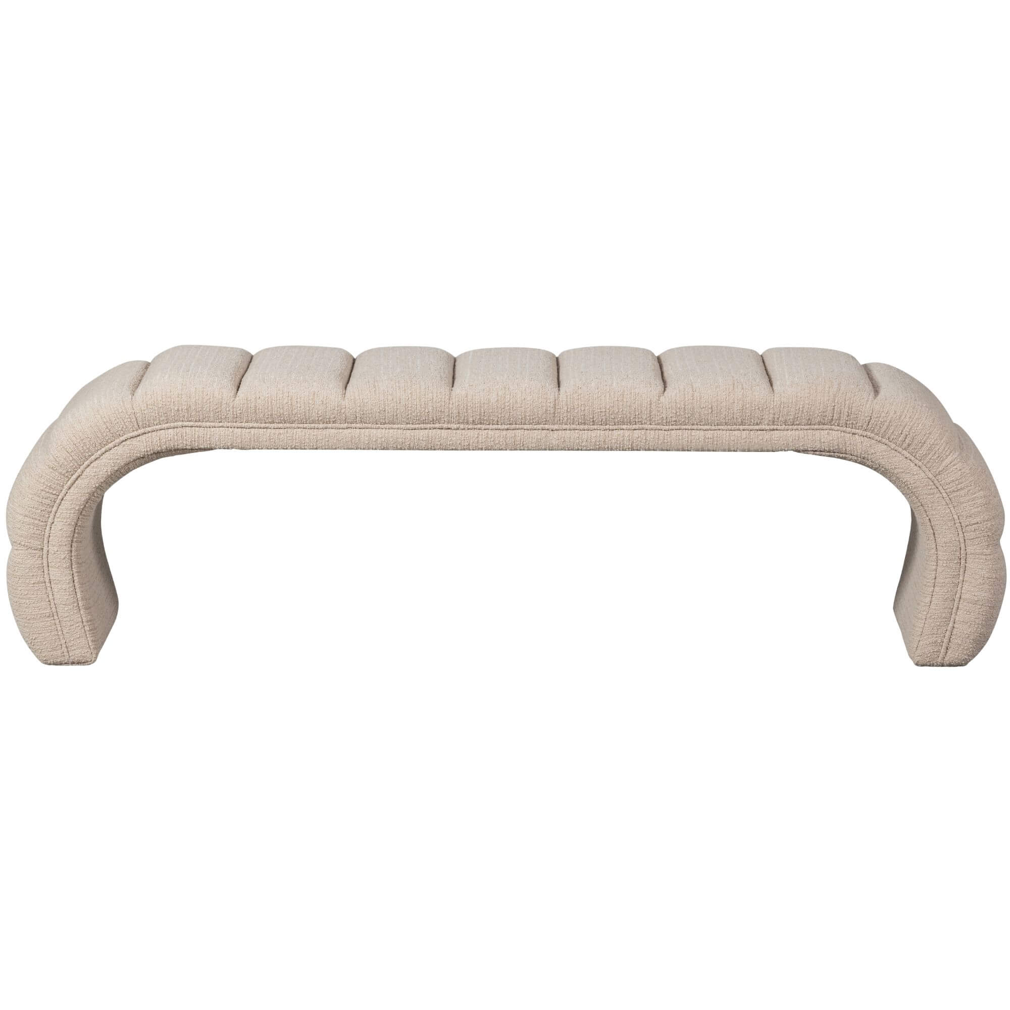 banc traffic - l 163 x h 47 cm 6 banc en tissu naturel avec motif plissé irrégulier, idéal pour un intérieur moderne et cosy.