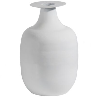 Vase décoratif conique en métal gris foncé, idéal pour une touche minimaliste et élégante dans votre décoration.
