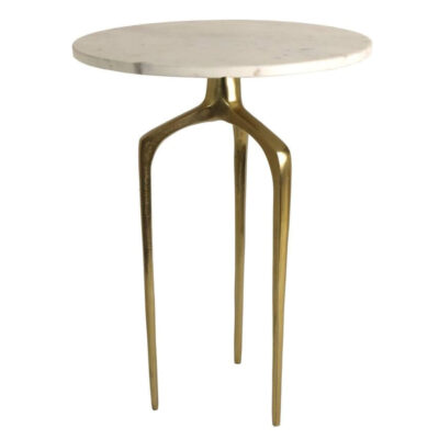 Table d'appoint Moskito - Laiton/Marbre blanc - Ø 44 x H 64 cm