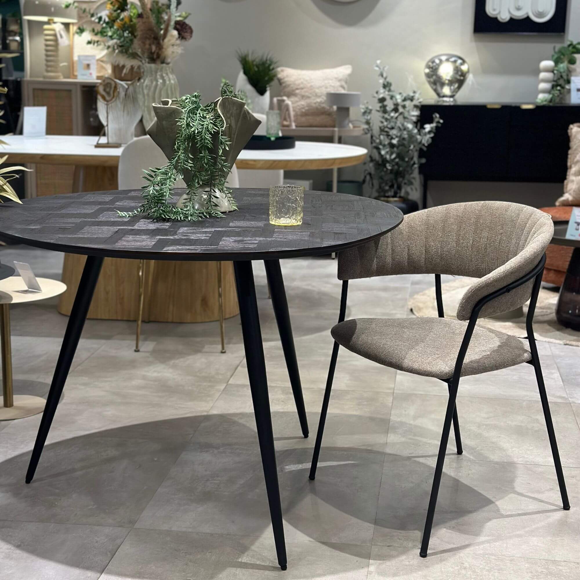 chaise jojo - toile - taupe/noir 3 chaise jojo - toile - taupe/noir – image 3