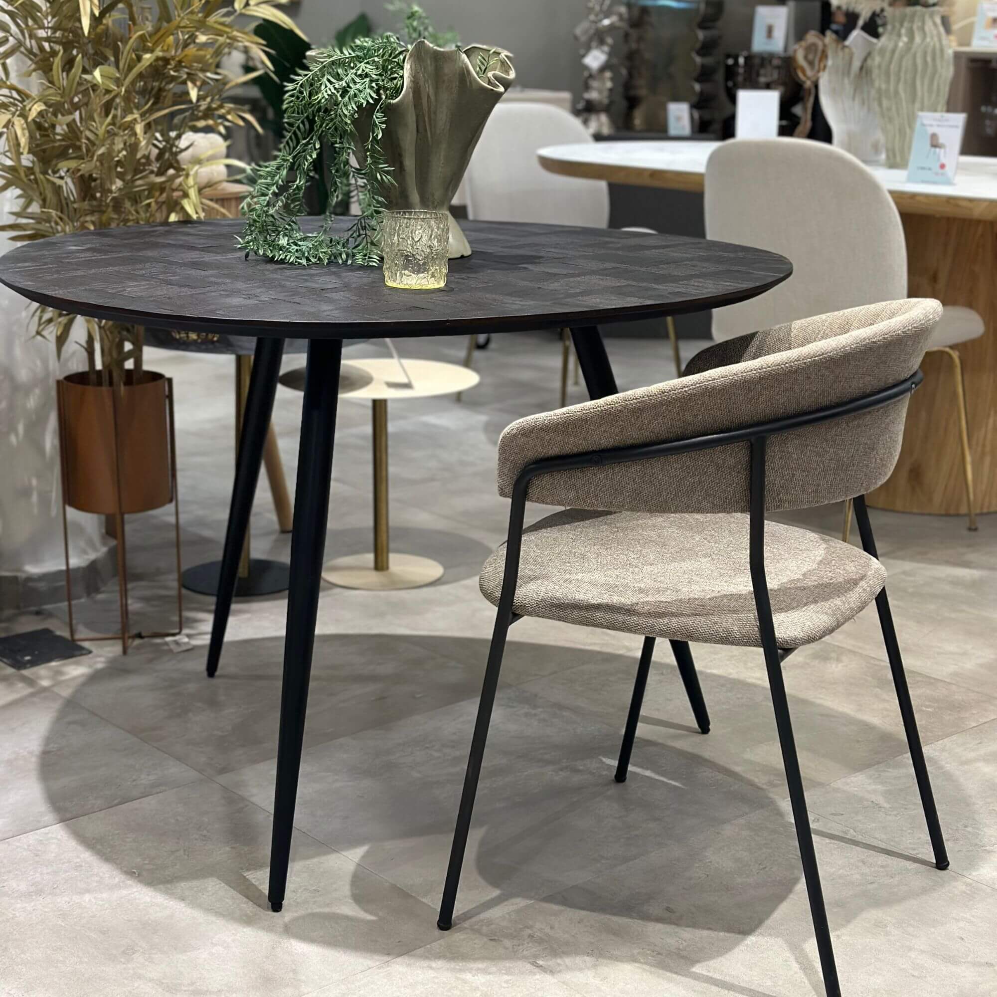 chaise jojo - toile - taupe/noir 2 chaise jojo - toile - taupe/noir – image 2