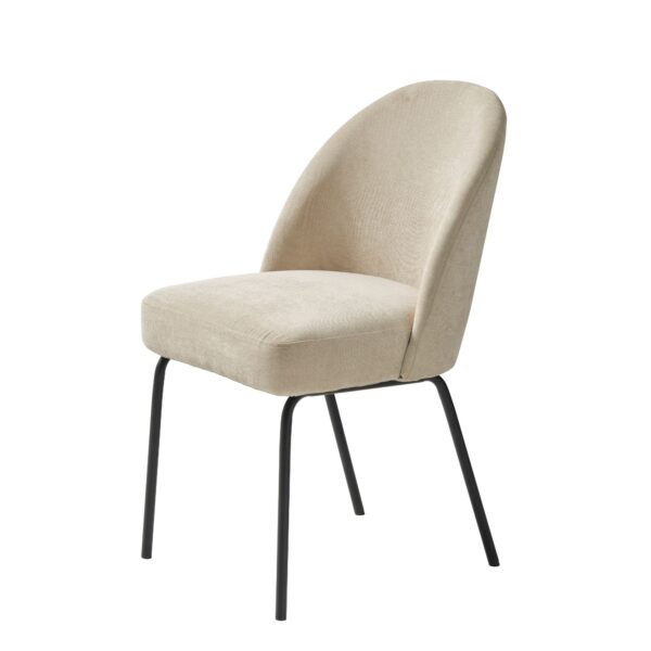 chaise creston sand – tissu chenille et pieds métal noir