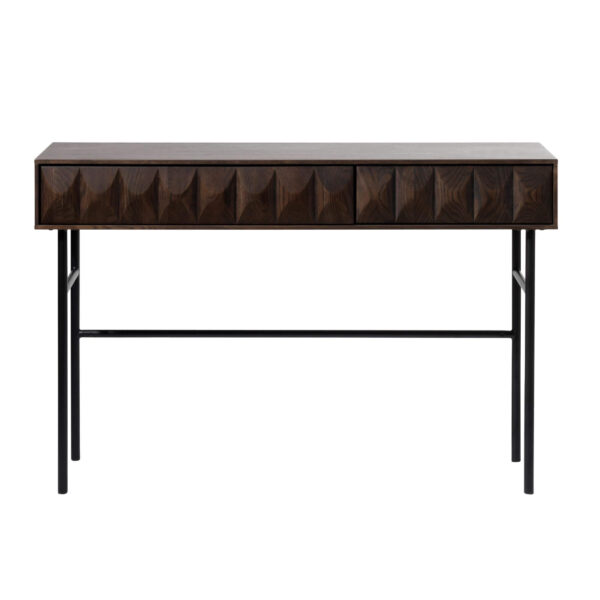 console latina 117 cm en chêne espresso – pieds métal noir