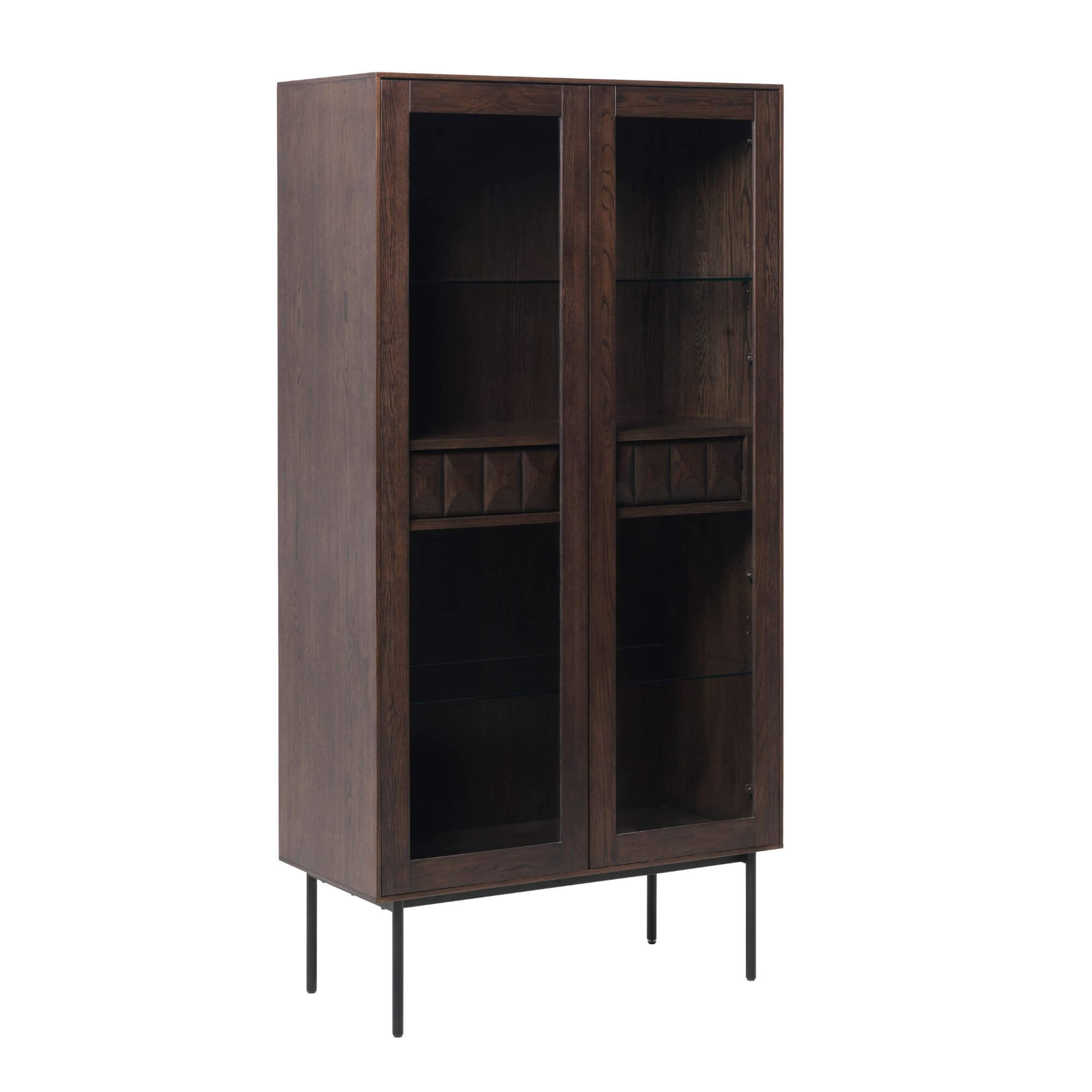 meuble vitrine latina – 37 × 18 × 185 cm – chêne espresso, pieds métal noir 4 meuble vitrine latina – 37 × 18 × 185 cm – chêne espresso, pieds métal noir – image 4