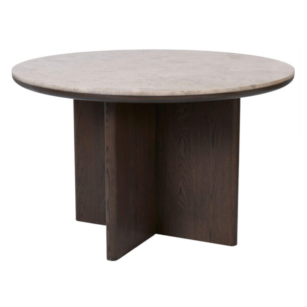 home 16 table à manger ritz en marbre et chêne – ø120 × h75 cm