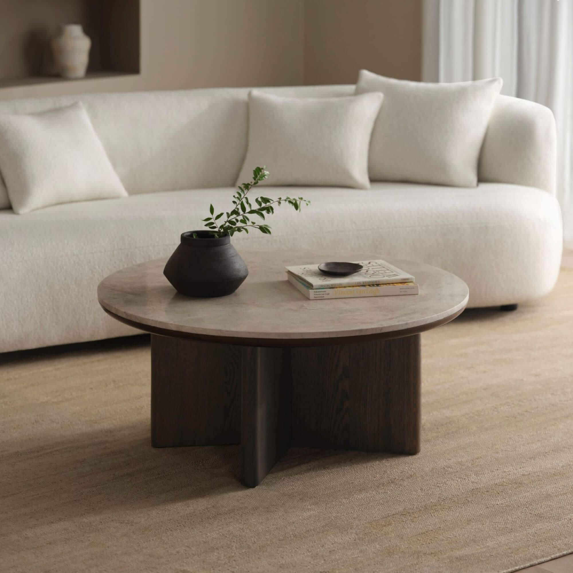 table basse ritz en marbre et chêne – ø100 × h45 cm 10 table basse ritz en marbre et chêne – ø100 × h45 cm – image 10