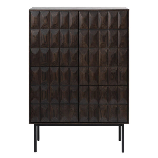 Buffet bar Latina – 90 × 45 × 130 cm – Chêne espresso, pieds métal noir