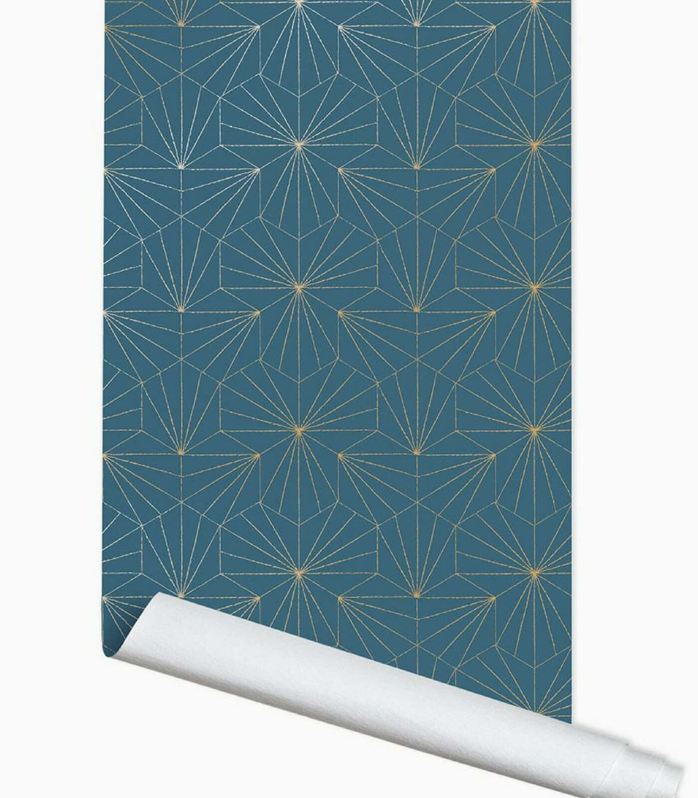 papier-peint tiles - bleu petrol/doré - 10 m x 53 cm 1 papier-peint tiles - bleu petrol/doré - 10 m x 53 cm