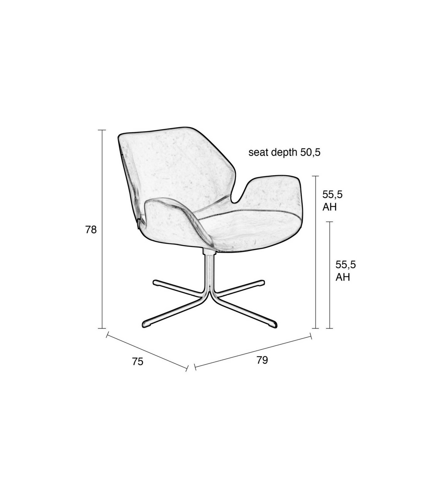 fauteuil pivotant lounge nikki - noir 14 fauteuil pivotant lounge nikki - noir – image 14