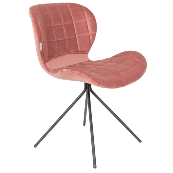 Chaise OMG - Velours - Rose poudré