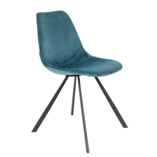 Chaise Franky Velours - Bleu petrol