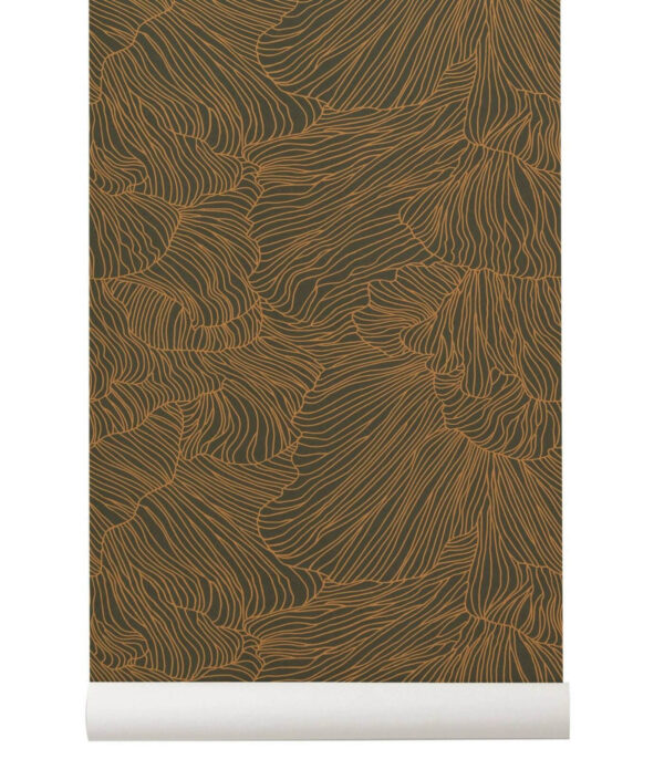 Papier-peint Coral - Vert fonce/Gold