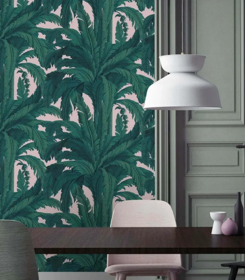 papier-peint musa - 10 x 0,53 m - fond rose