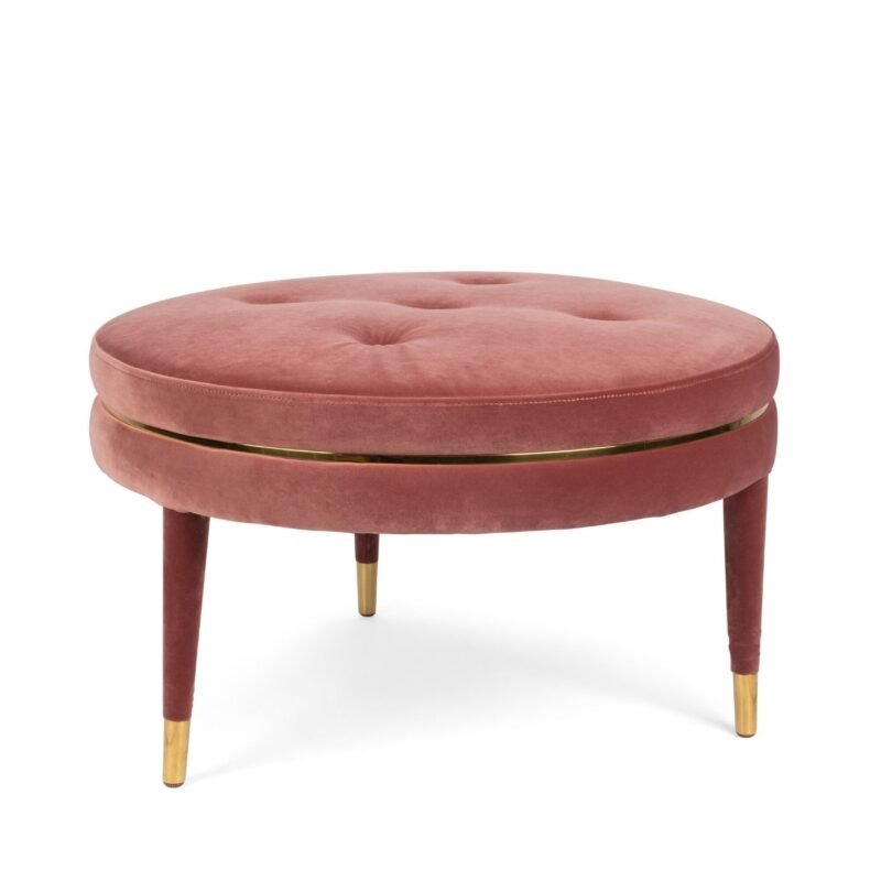 ottoman macaron – ø 74 x h 48 cm - rose (ignifugé)