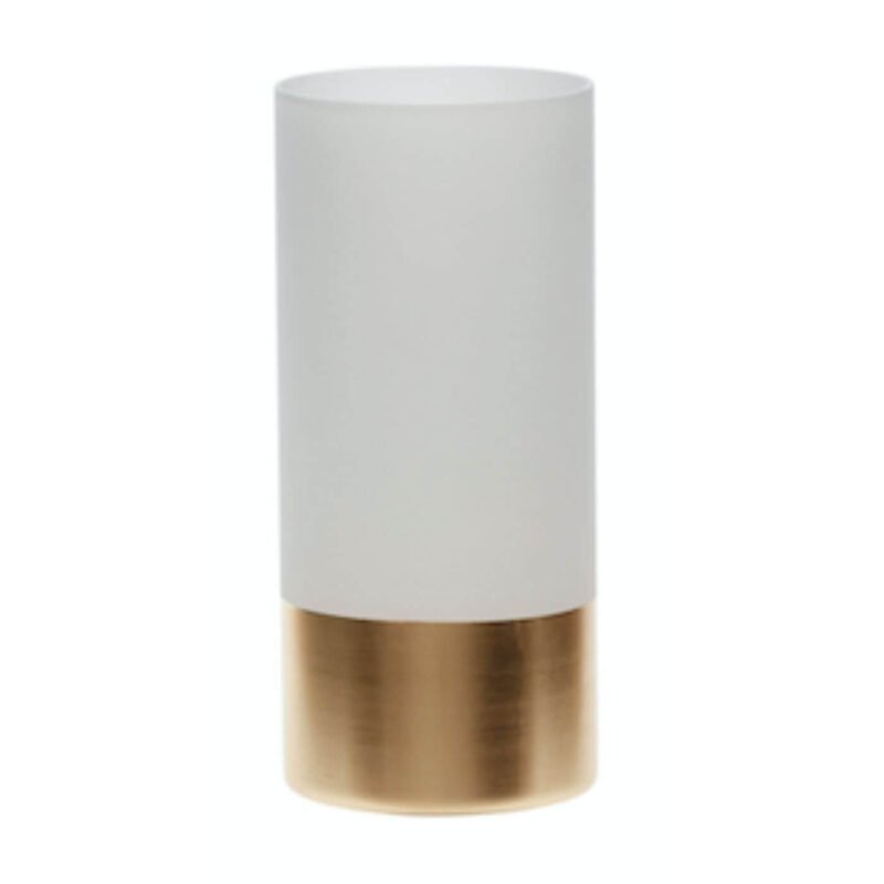 photophore avec base laiton - ø 9 x h 20 cm - blanc